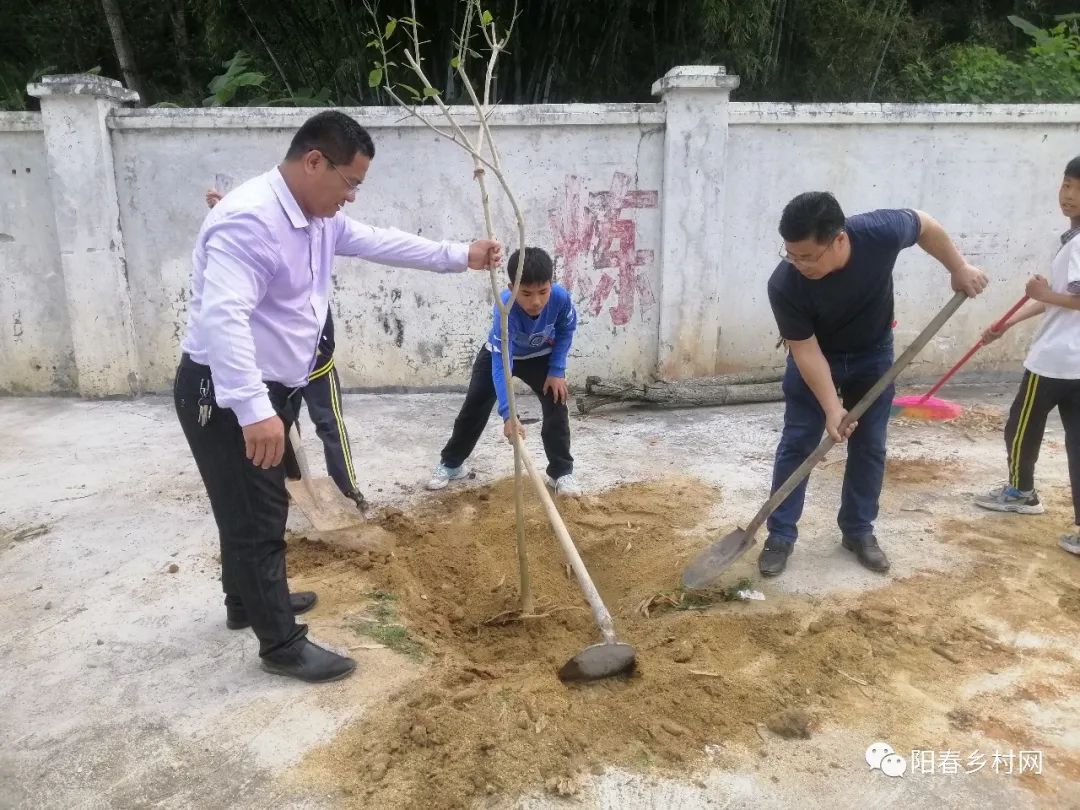 双滘镇中心小学开展“弘扬生态文明，共建绿色学校”为主题的植树活动